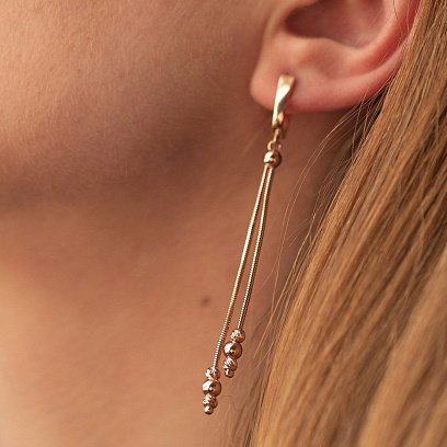 Золоті сережки з кульками с08222 №4