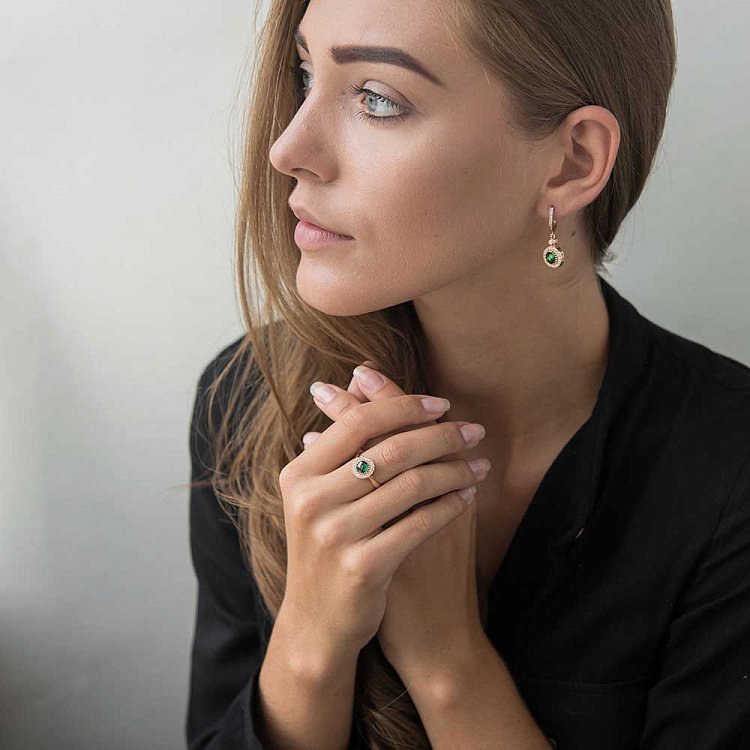 Золотое кольцо с фианитами к04671 от ювелирного магазина Оникс - 4