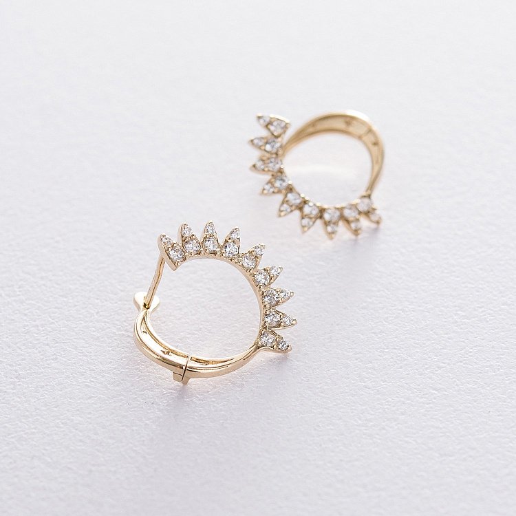 Золоті сережки з фіанітами с06455 від ювелірного магазину Онікс - 1