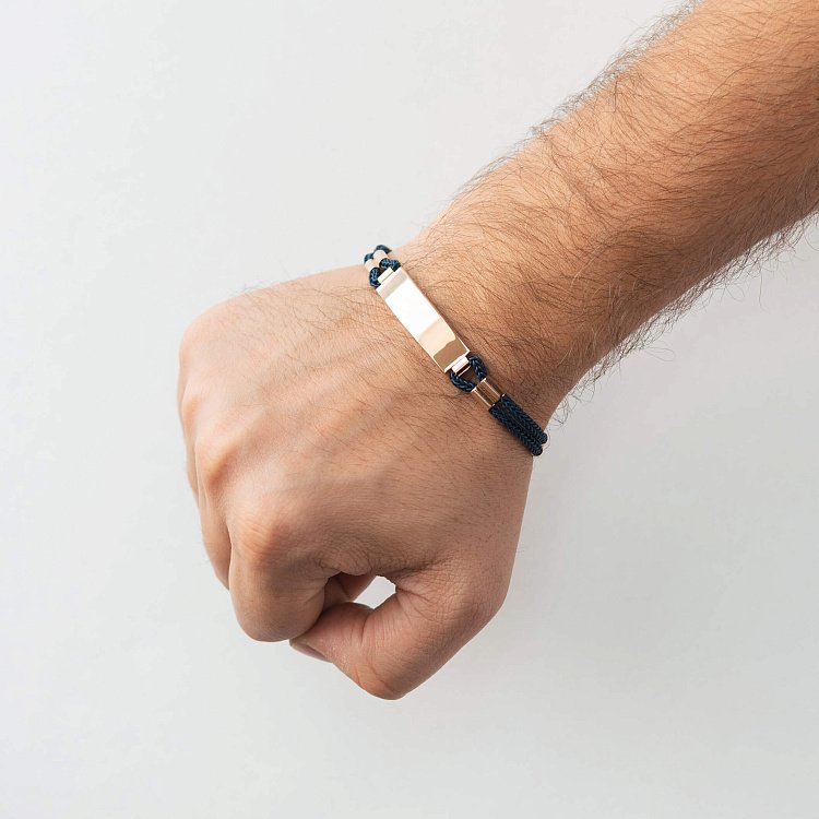 Чоловічий браслет із золотими вставками (можливе гравіювання) б05159 від ювелірного магазину Онікс - 3