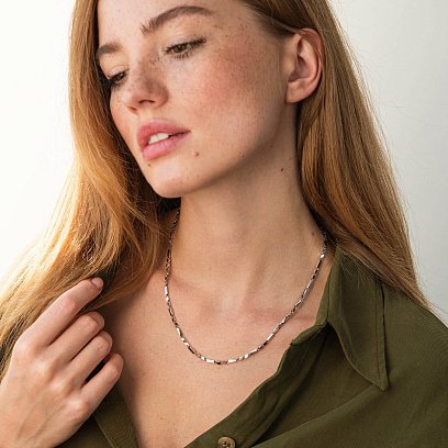 Фантазійний ланцюжок у білому золоті ц00470 №2