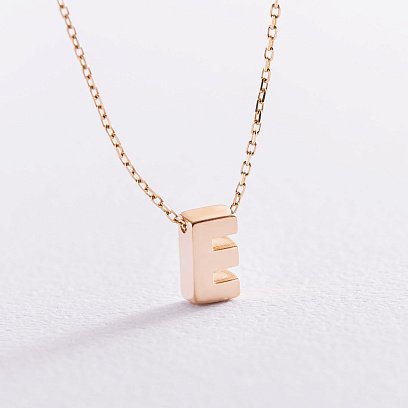 Колье с буквой "Е" в желтом золоте кол01164Е №3