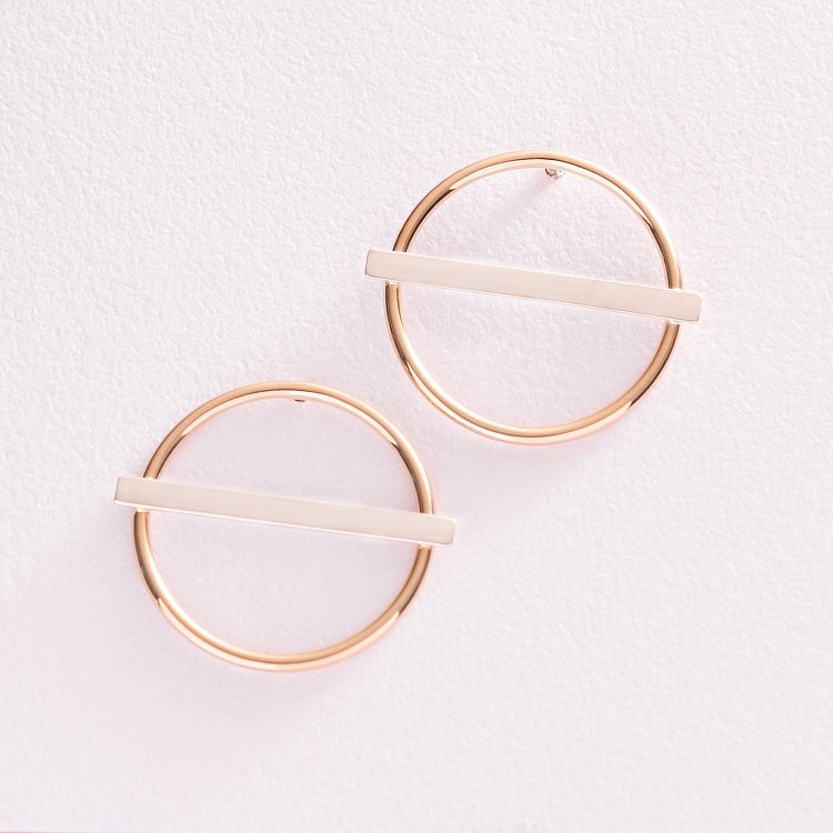 Золотые серьги - пусеты "Баланс" с07795 от ювелирного магазина Оникс