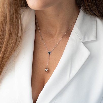 Срібне кольє "Шар" з емаллю 181069