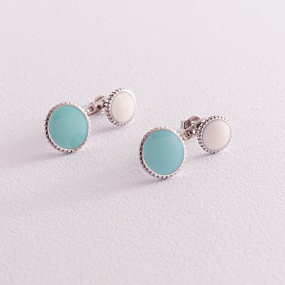 Серебряные серьги "Круиз" с эмалью 122216 №2