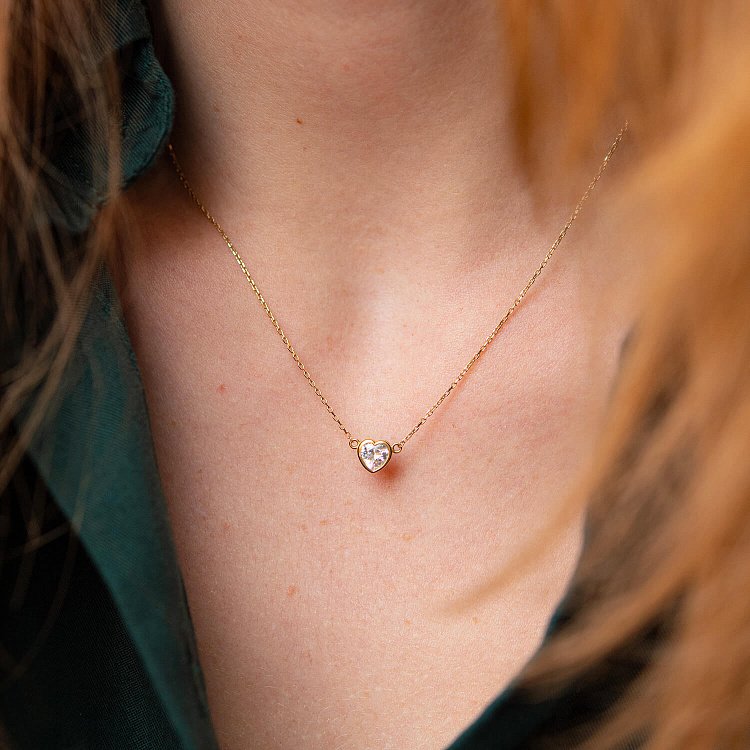 Колье "Сердечко" в желтом золоте кол01822 от ювелирного магазина Оникс - 5