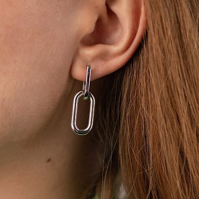 Серьги "Розмари" в белом золоте 2 в 1 с08417 №5