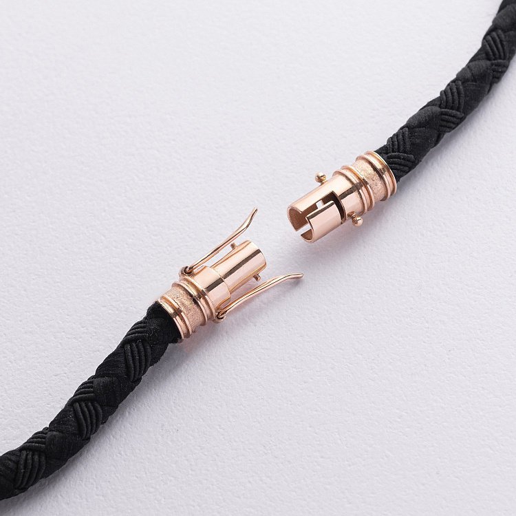 Чоловічий православний хрест "Розп'яття. Спаси та Збережи" на шнурі з ебенового дерева та золота кол02523 від ювелірного магазину Онікс - 5