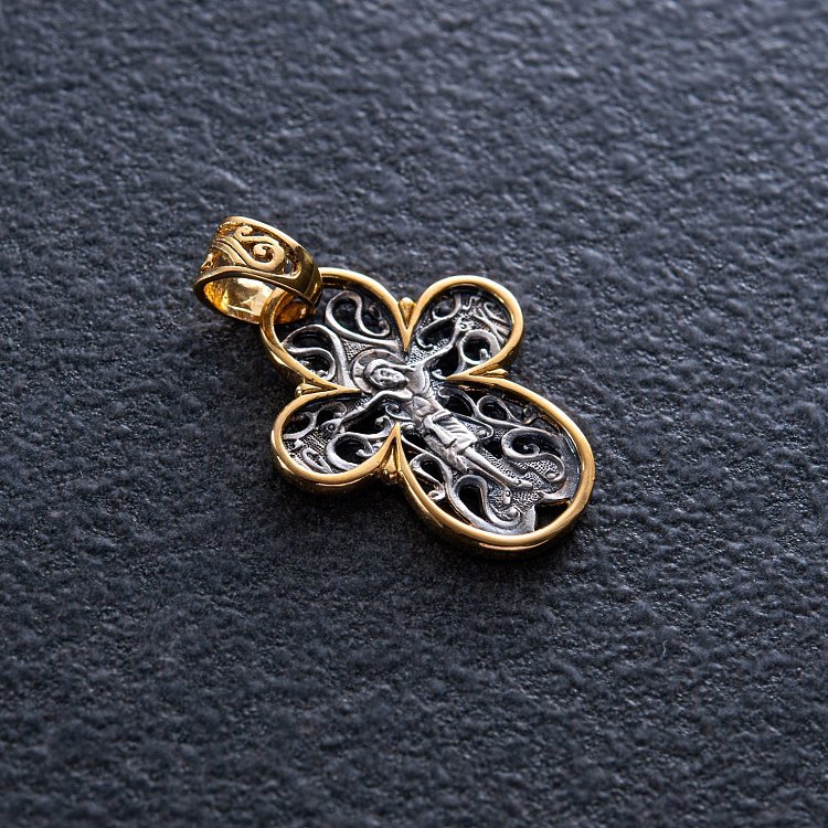 Серебряный крестик с позолотой 131790 от ювелирного магазина Оникс - 3