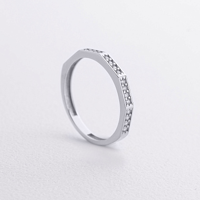 Каблучка "Далія" в білому золоті (фіаніти) к08053