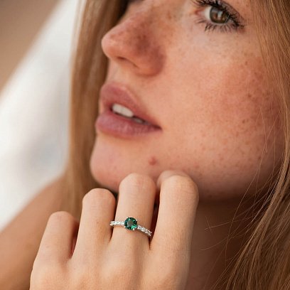 Срібна каблучка з кварцом і фіанітами 1846/1р-QGR №4