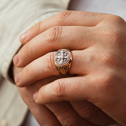 Золота чоловіча печатка (чорніння) к08443 №2