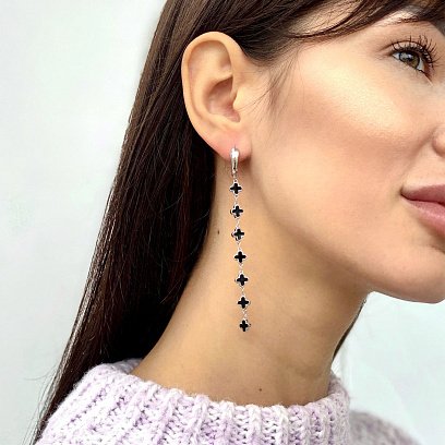 Серебряные серьги "Клевер" 122683 №2