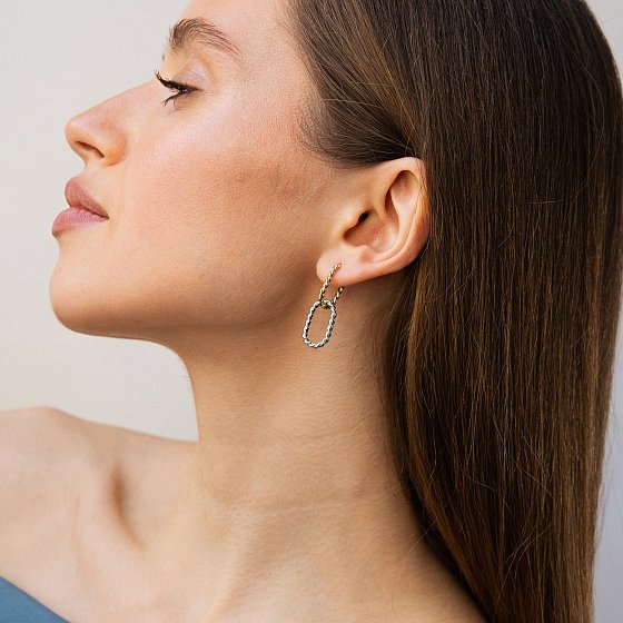 Сережки "Ester" у жовтому та білому золоті с09632 №4