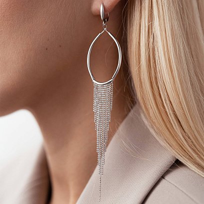 Срібні сережки "Дощ" 122325