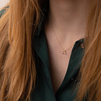 Кольє з буквою "А" в жовтому золоті (фіаніти) кол01165А №2