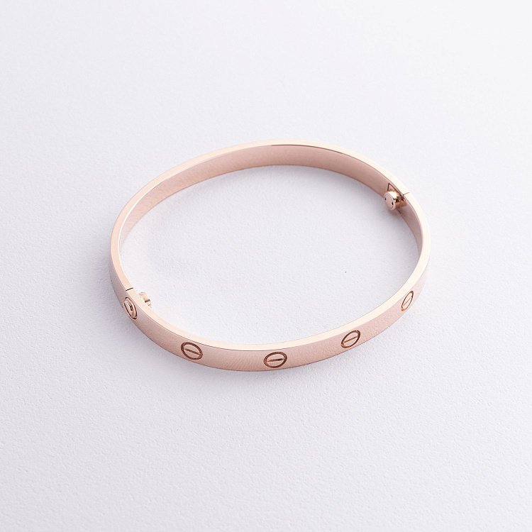 Жесткий браслет "Love" в красном золоте б05460 от ювелирного магазина Оникс - 3