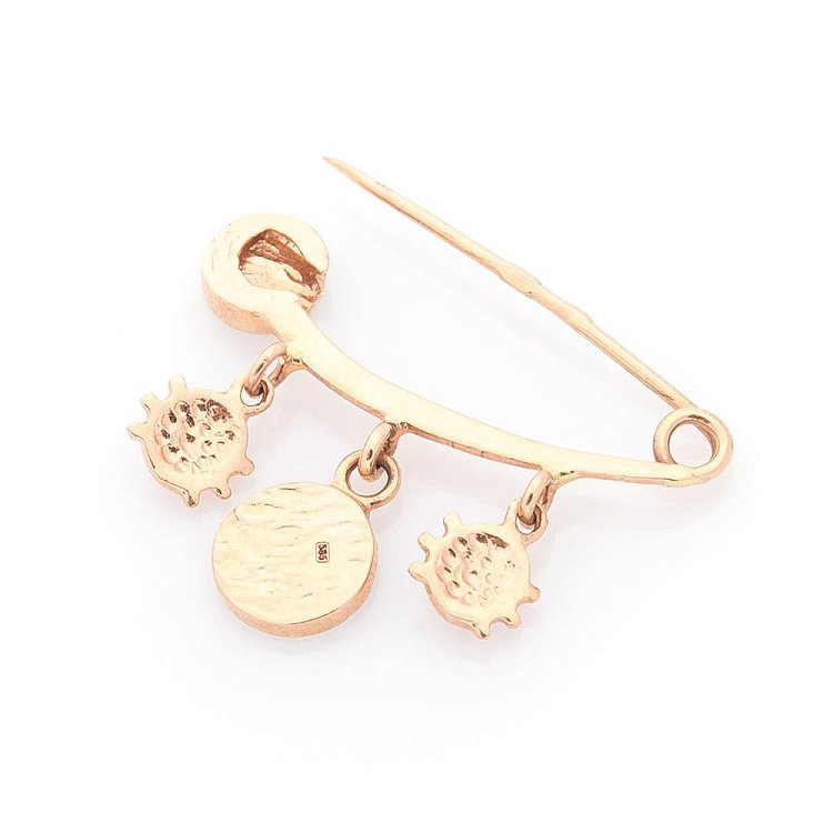 Золота шпилька "Смайлики і зозулі" (емаль) зак00093сб від ювелірного магазину Онікс - 1