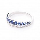 Золоте колечко з синіми сапфірами і діамантами кб0186лг от ювелирного магазина Оникс - 1