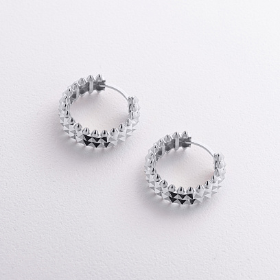 Сережки - кільця "Pauline" в білому золоті с09496 №2