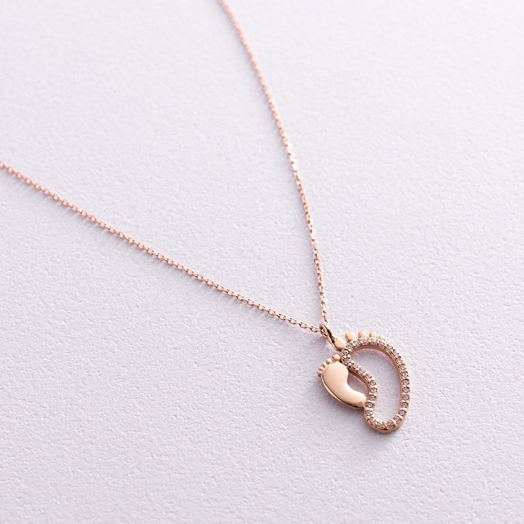 Золоте кольє "Ніжки матері та немовляти" (фіаніти) кол01363 від ювелірного магазину Онікс