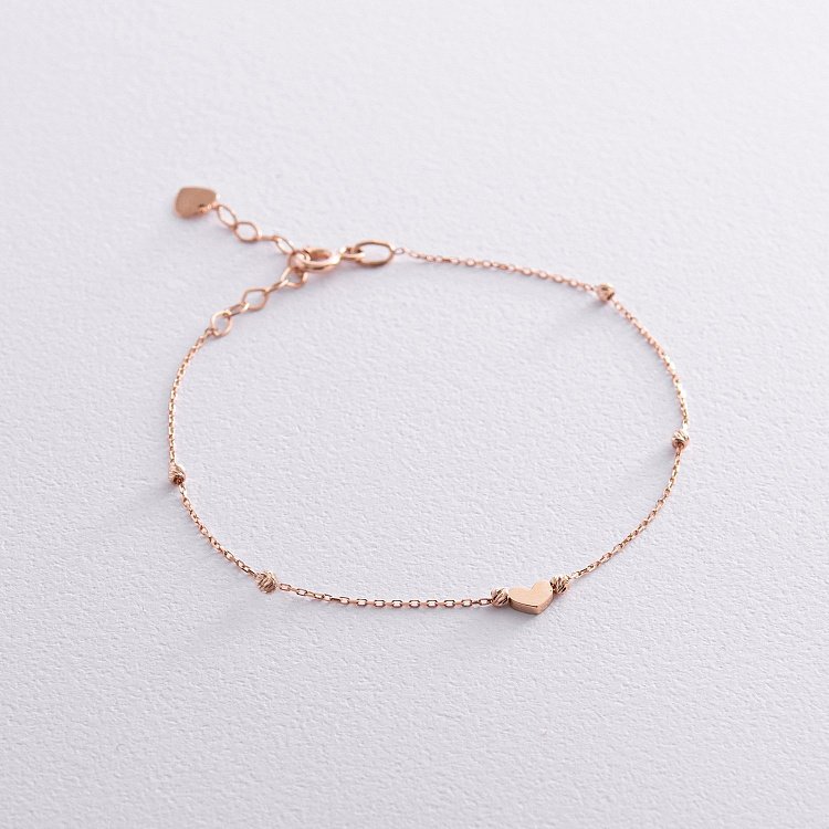 Браслет "Сердечко" в красном золоте б05093 от ювелирного магазина Оникс