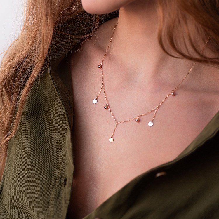 Золотое колье с монетками 860390 от ювелирного магазина Оникс