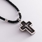Мужской православный крест из эбенового дерева и серебра (на шнуре) эбен2 от ювелирного магазина Оникс