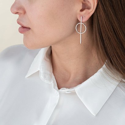 Серебряные серьги - пусеты "Баланс" 123038 №3