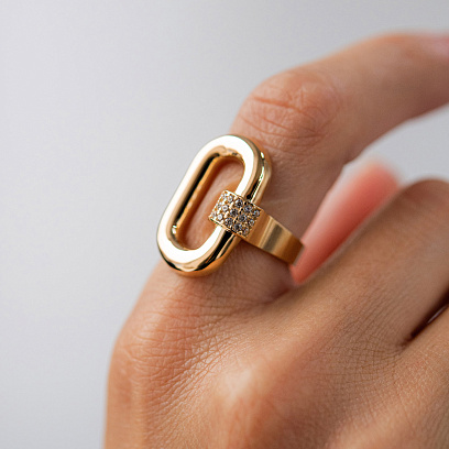 Каблучка "Alice" в жовтому золоті (фіаніти) к08375 №8