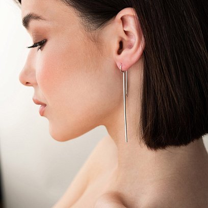 Срібні сережки "Мить" 122693 №3