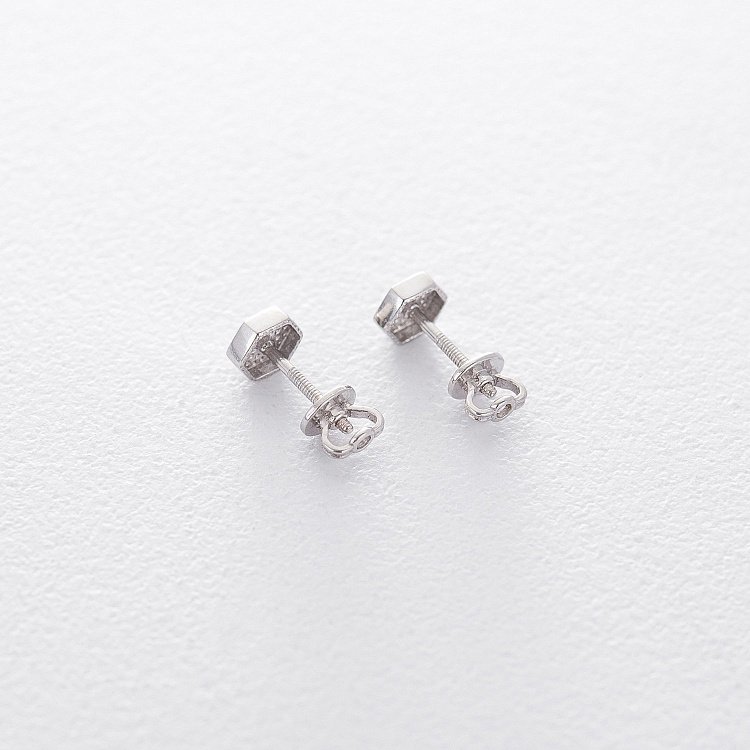 Золотые серьги - пусеты "Шестиугольники" с06185 от ювелирного магазина Оникс - 5