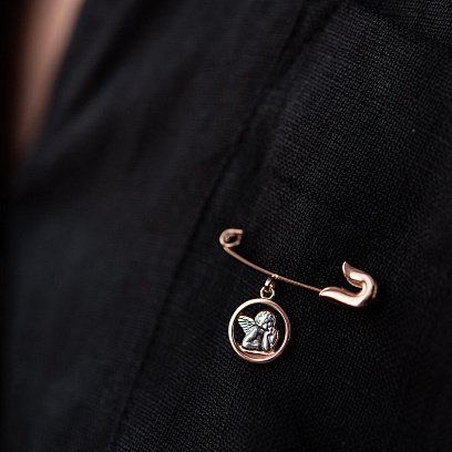 Золота дитяча шпилька "Янголятко" зак00307 №4