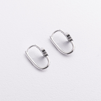 Сережки "Конюшина" з оніксом (біле золото) с09390 №2