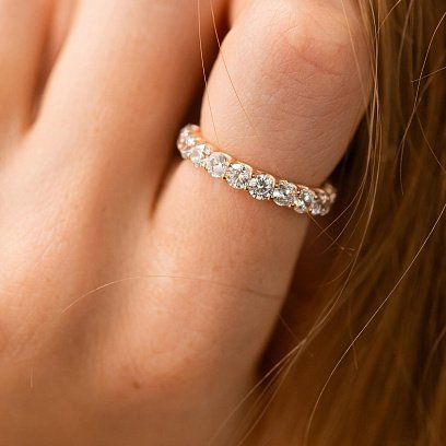 Золота каблучка з доріжкою каменів (фіаніти) к08163 №6