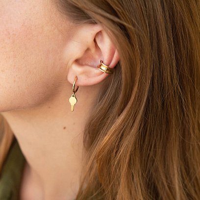 Золотые серьги - пусеты "Ключики" с07394 №7