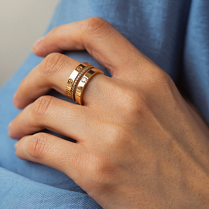 Каблучка "Love" у червоному золоті (фіаніти) к08226 №2