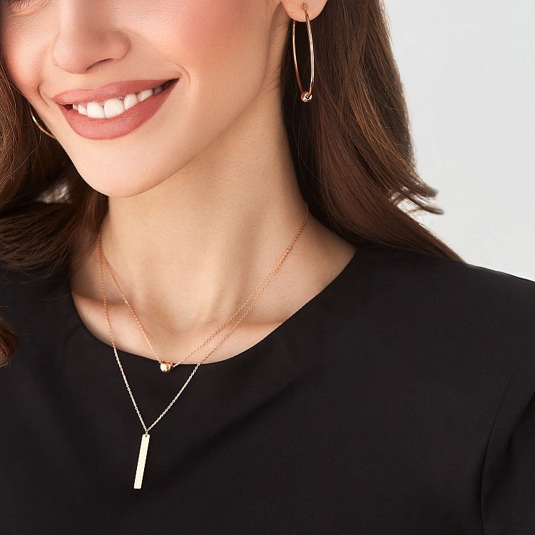 Кольє з кулькою в червоному золоті (можливе гравіювання) кол01718 від ювелірного магазину Онікс - 10