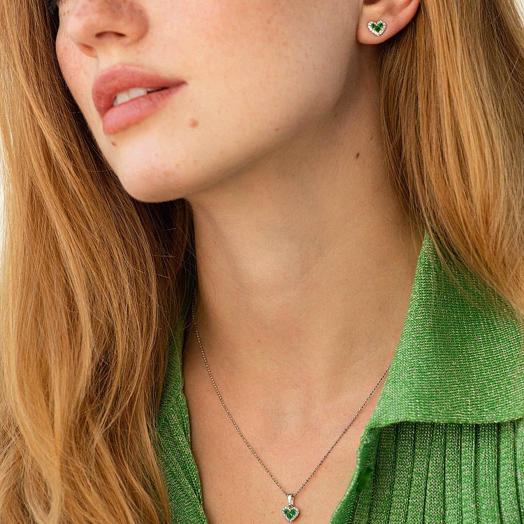 Золотий кулон "Сердечко" зі смарагдами та діамантами пб0324cha від ювелірного магазину Онікс - 1