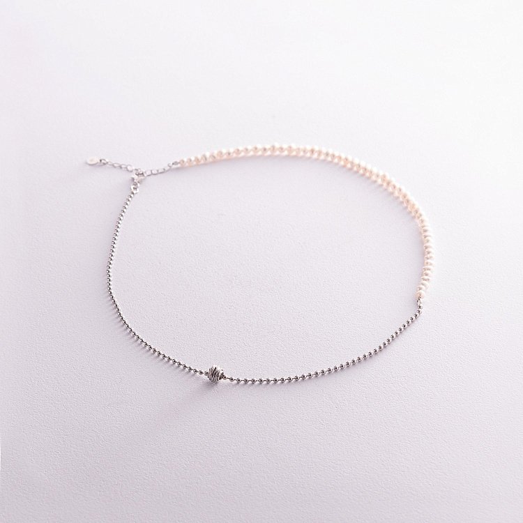 Серебряное колье "Жемчужинки и шарики" 181233 от ювелирного магазина Оникс