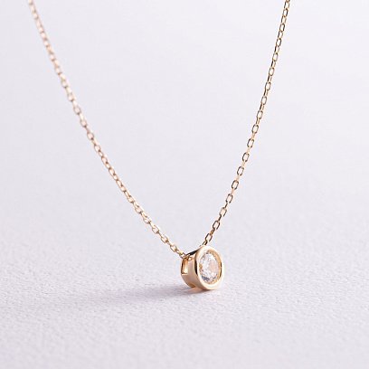 Кольє з одним фіанітом (жовте золото) кол02282 №7