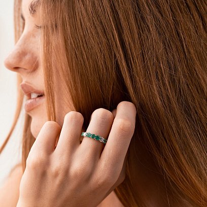 Золотое кольцо с изумрудами и бриллиантами кб0374nl №14