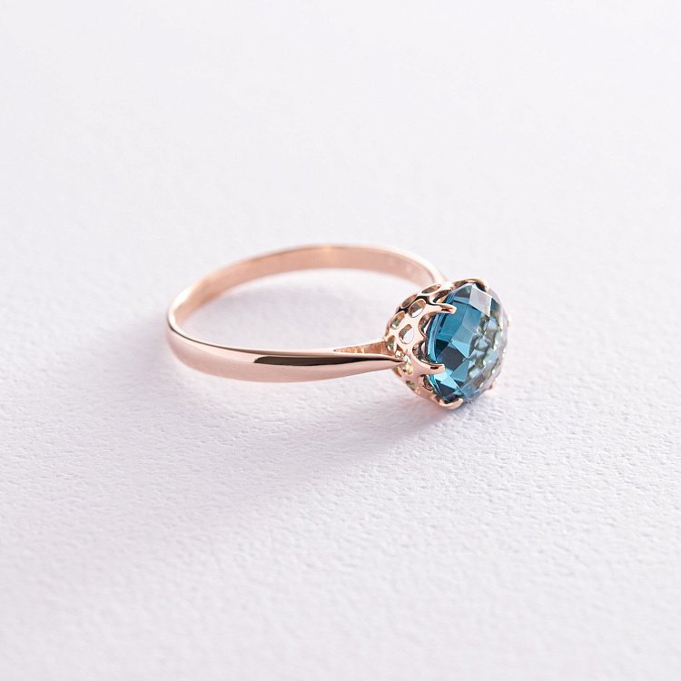 Каблучка в червоному золоті (Лондон топаз) к4748топ від ювелірного магазину Онікс - 4