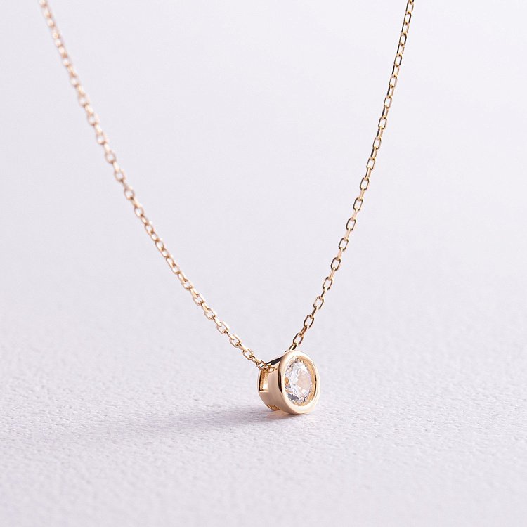 Кольє з одним фіанітом (жовте золото) кол02282 від ювелірного магазину Онікс - 6