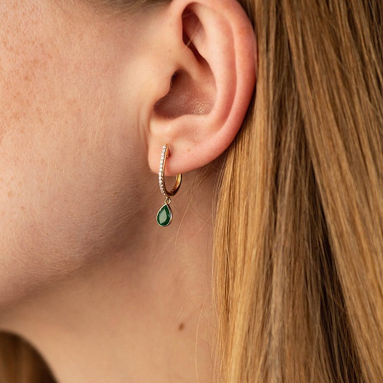 Золоті сережки "Крапельки" (смарагди, діаманти) сб0518sm від ювелірного магазину Онікс - 3