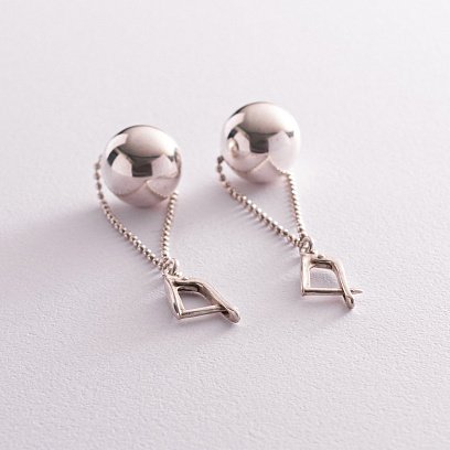 Серьги на цепочке с шариками 12673 №3