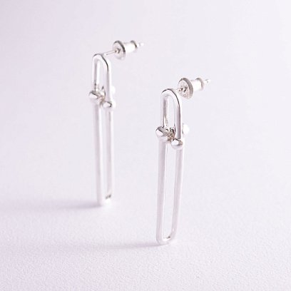 Срібні сережки - пусети "Ідея" 122742 №2