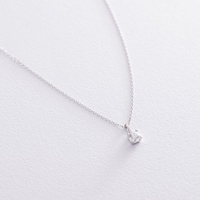 Колье с фианитом в белом золоте кол00595