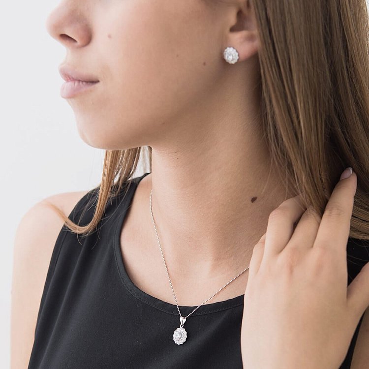 Серебряная подвеска с фианитами 132257 от ювелирного магазина Оникс - 1