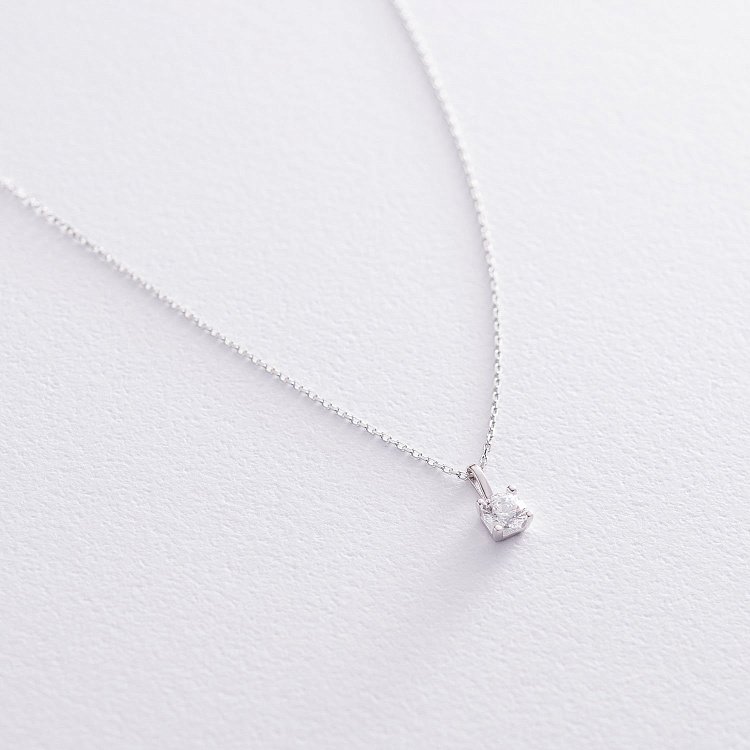 Колье с фианитом в белом золоте кол00595 от ювелирного магазина Оникс